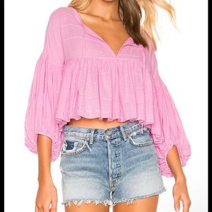 Free People Beaumont Mews Blouse in Pink